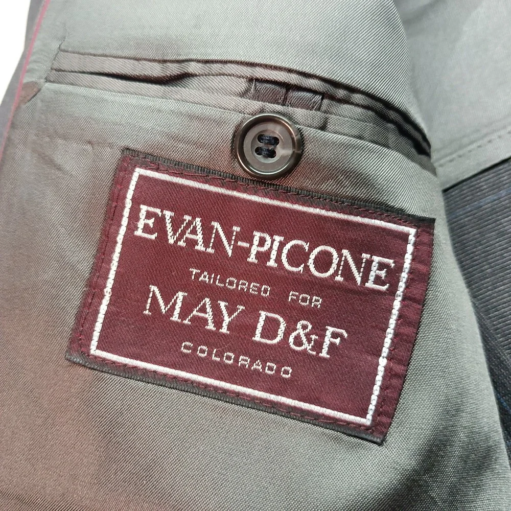 Evan Picone For May D&F Gray Plaid Men's Blazer 41R Wool USA‎ 2 Button Vtg